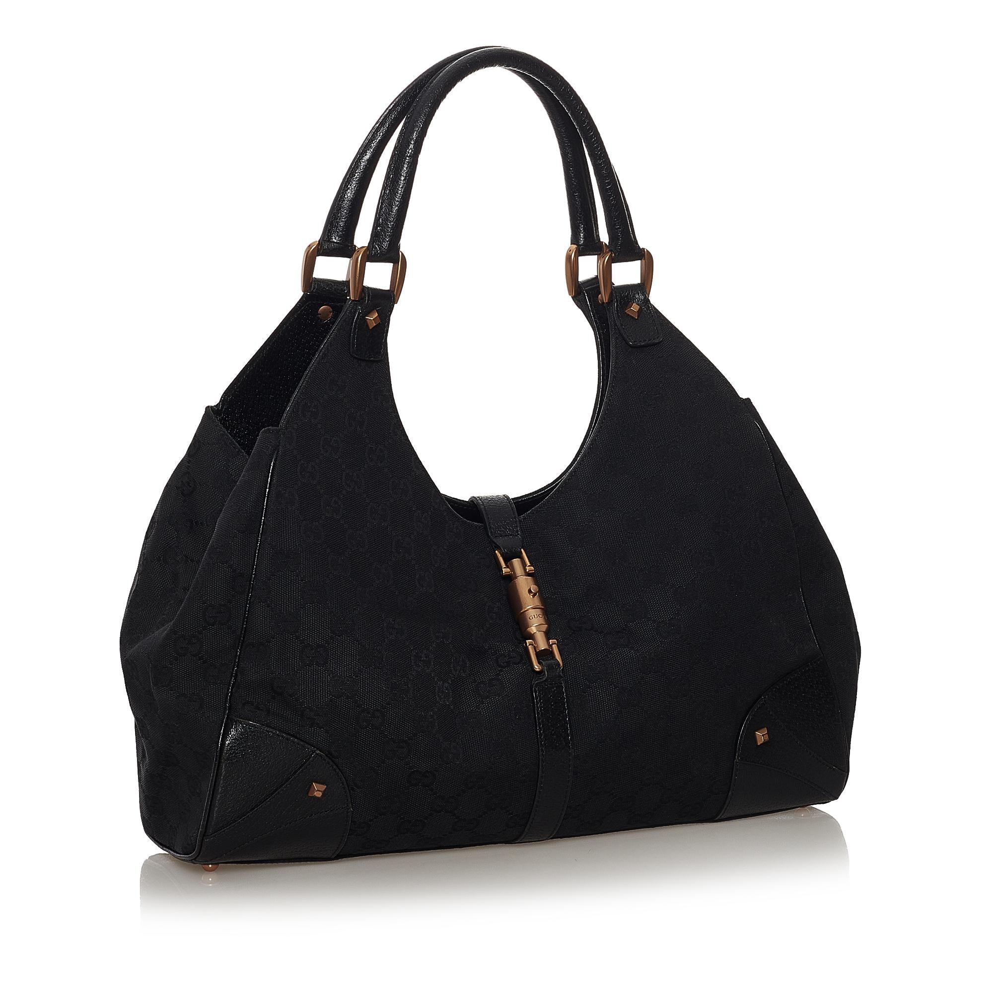 Gucci Gucci Canvas Nailhead Jackie Shoulder Bag (SHG-32968)