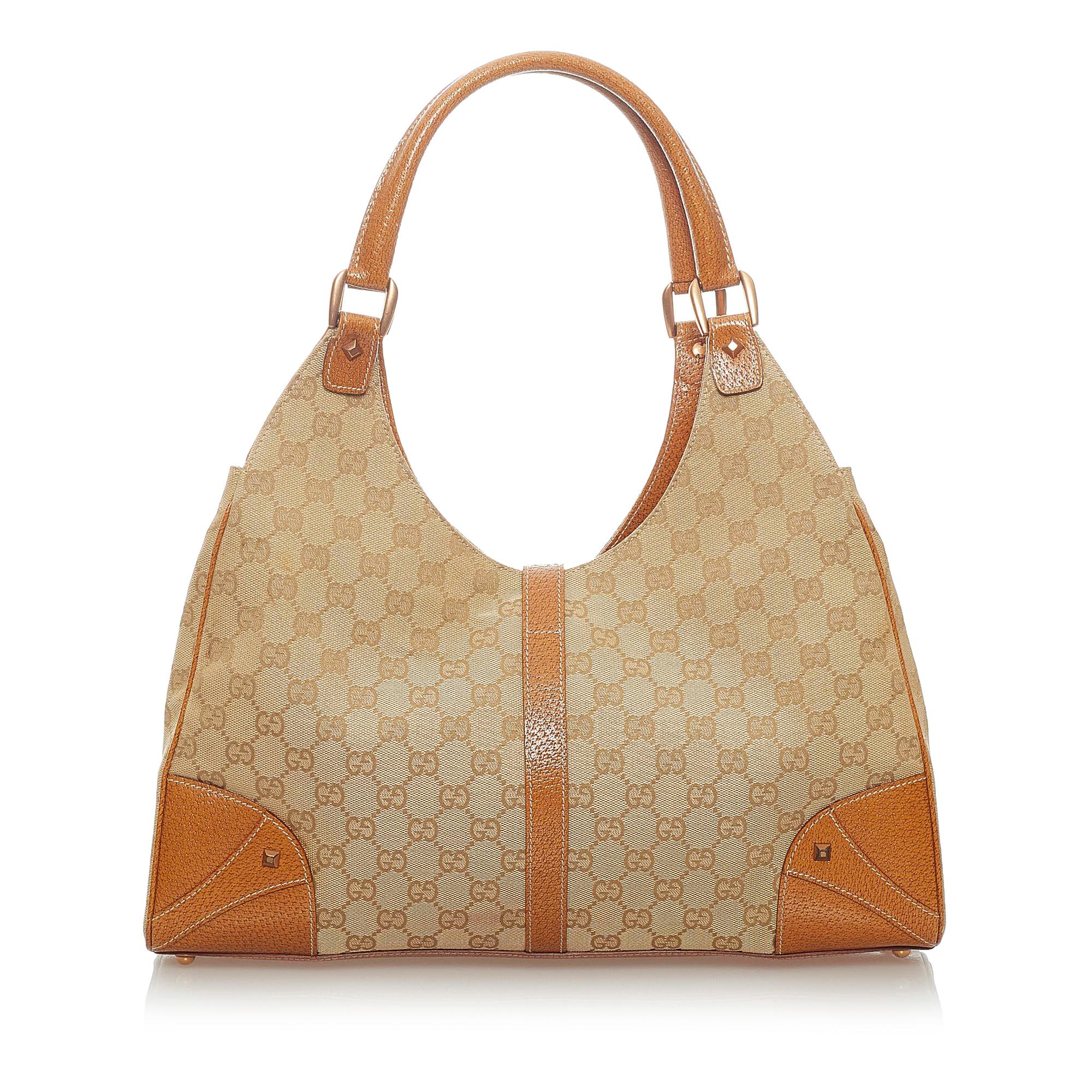 Gucci Gucci Canvas Nailhead Jackie Shoulder Bag (SHG-33236)