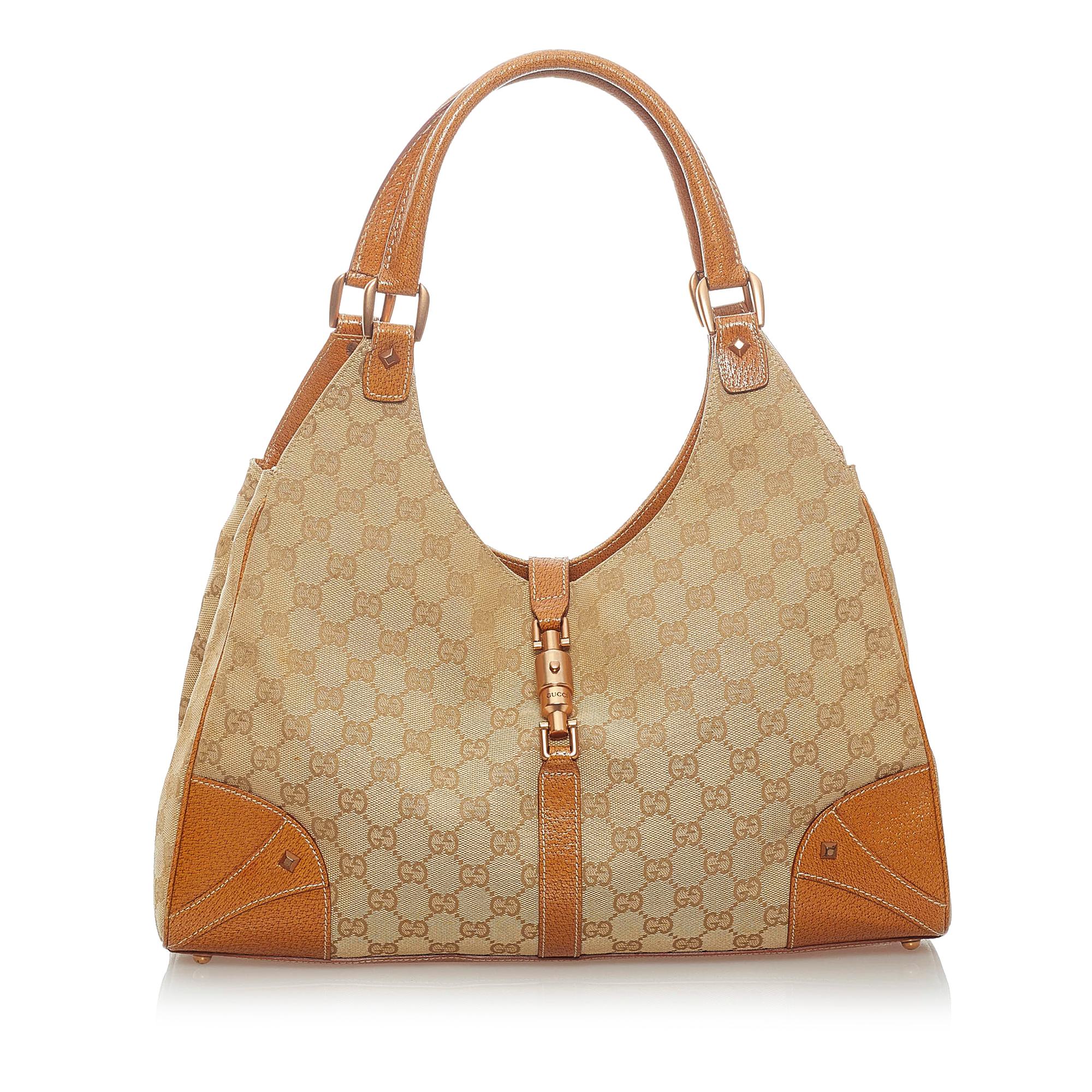 Gucci Gucci Canvas Nailhead Jackie Shoulder Bag (SHG-33236)