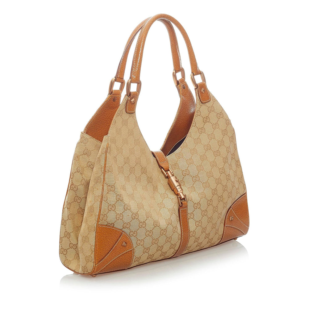 Gucci Gucci Canvas Nailhead Jackie Shoulder Bag (SHG-33236)