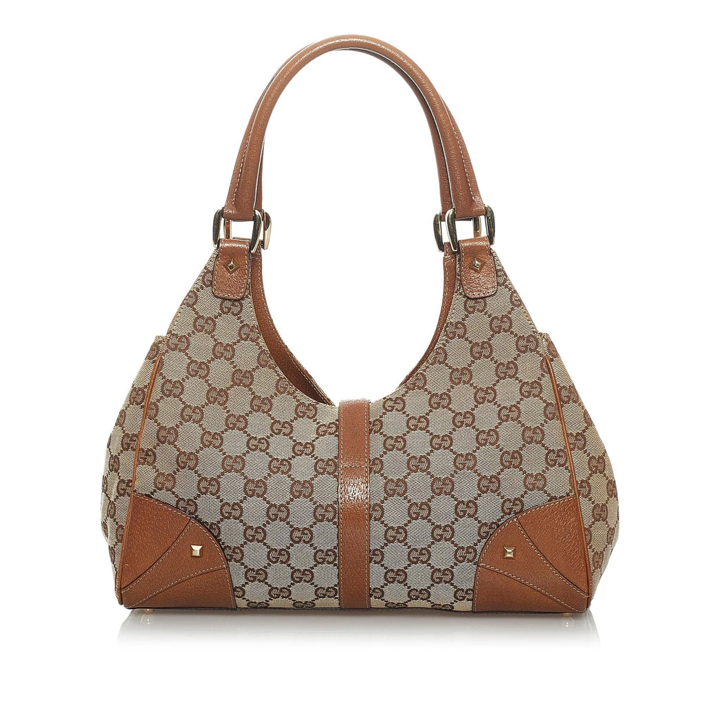 Gucci Gucci Canvas Nailhead Jackie Shoulder Bag (SHG-33693)