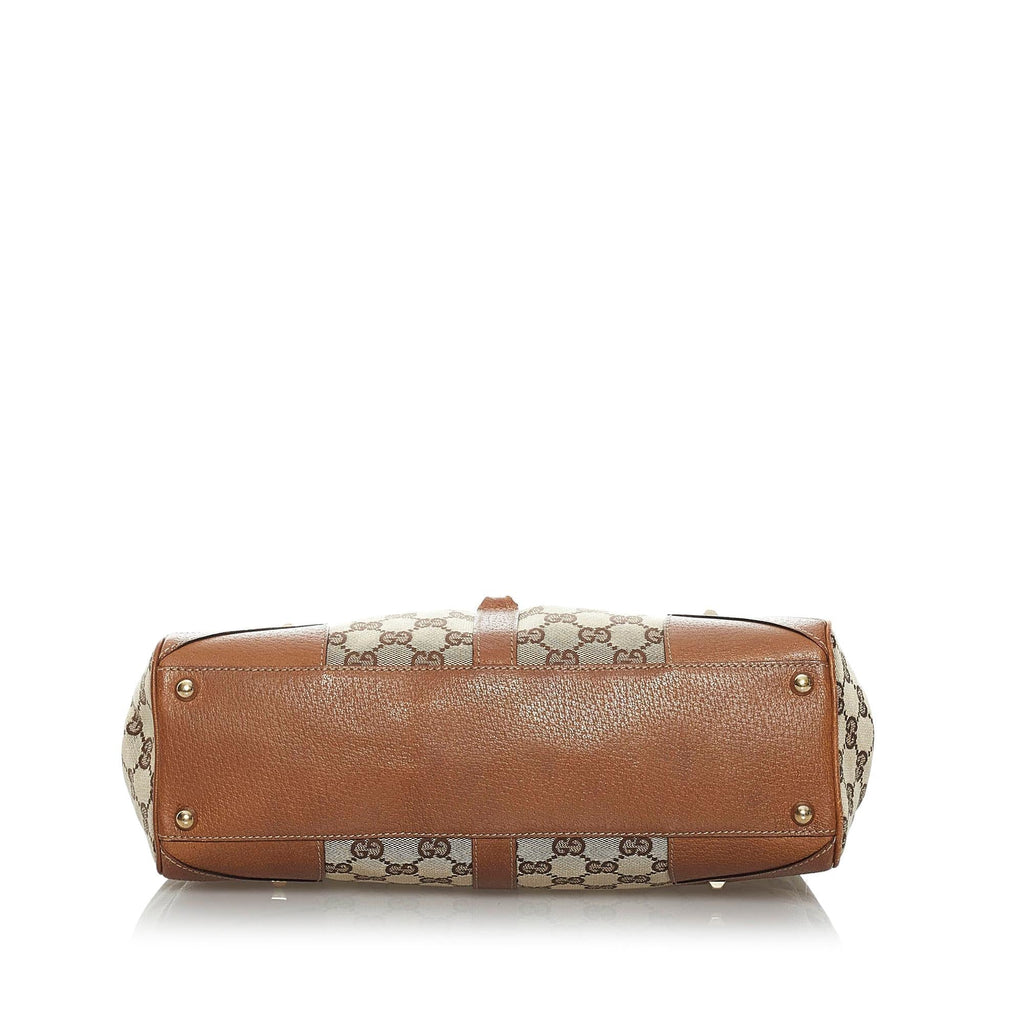 Gucci Gucci Canvas Nailhead Jackie Shoulder Bag (SHG-33693)