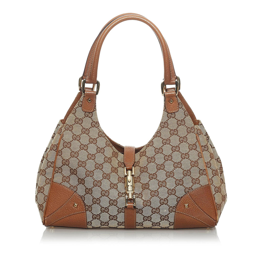 Gucci Gucci Canvas Nailhead Jackie Shoulder Bag (SHG-33693)