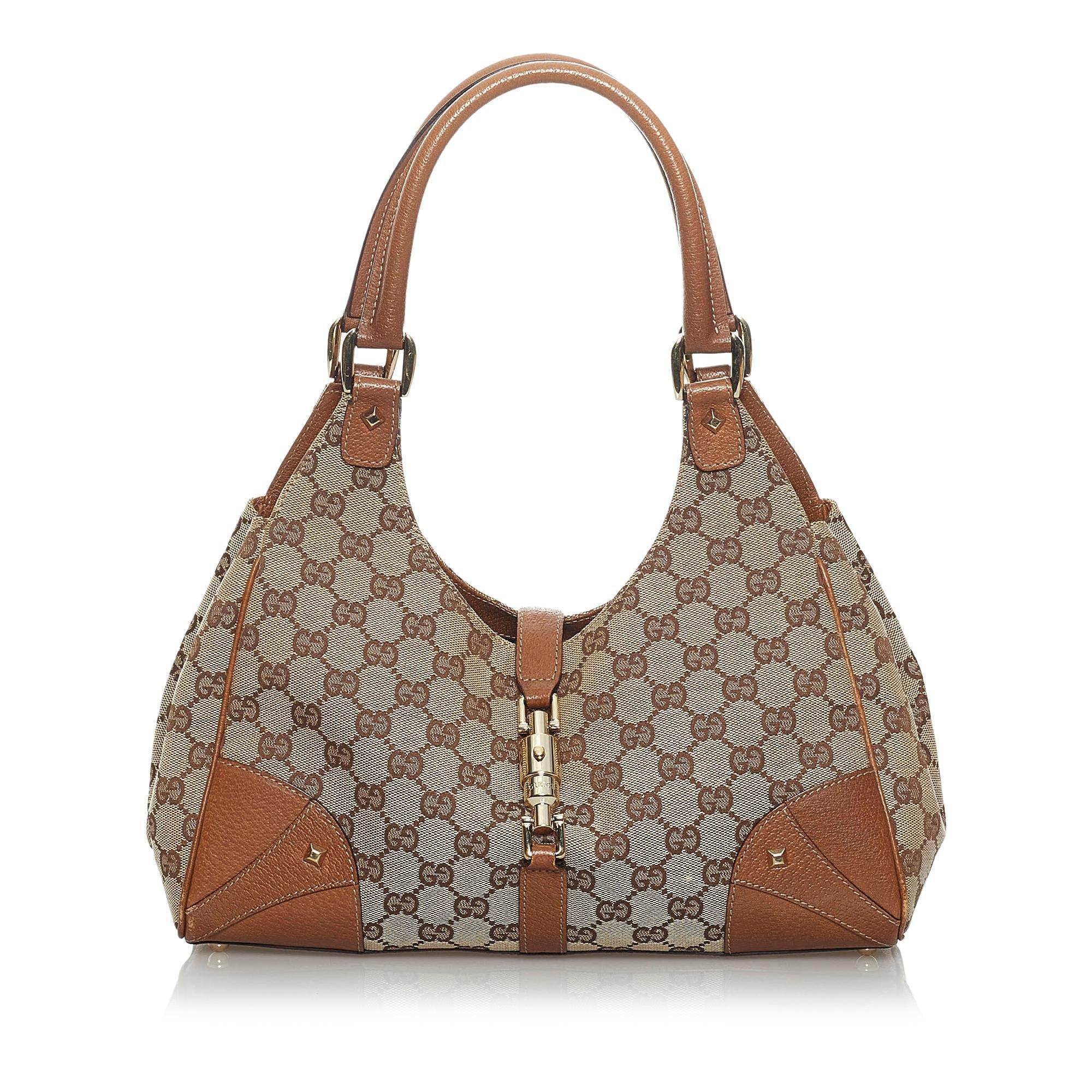 Gucci Gucci Canvas Nailhead Jackie Shoulder Bag (SHG-33693)