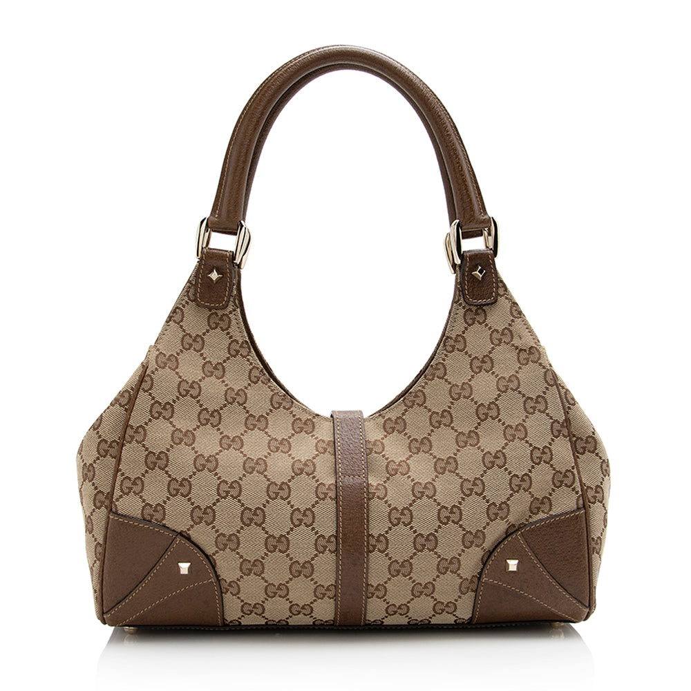 Gucci Gucci Canvas Nailhead Medium Bardot Shoulder Bag (SHF-21614)