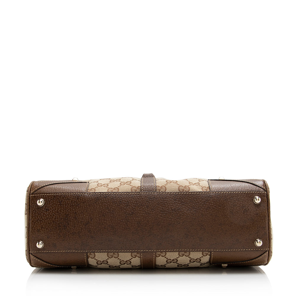 Gucci Gucci Canvas Nailhead Medium Bardot Shoulder Bag (SHF-21614)