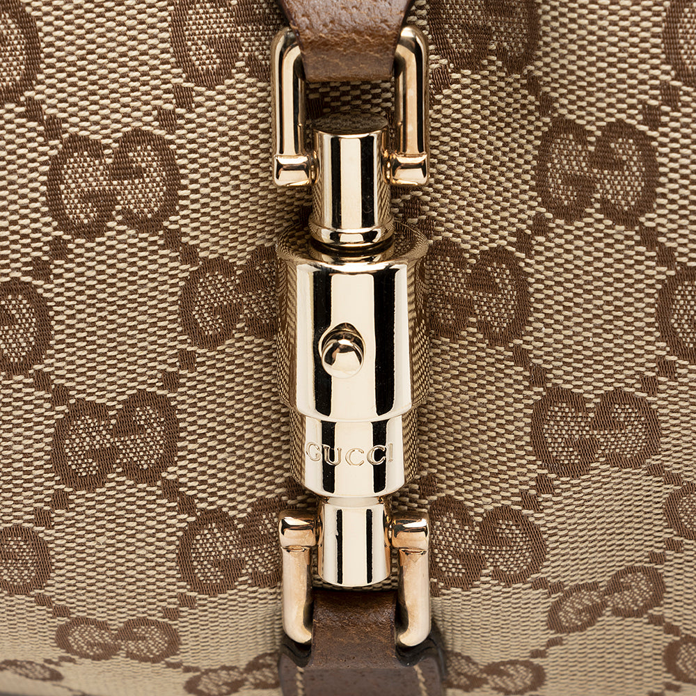 Gucci Gucci Canvas Nailhead Medium Bardot Shoulder Bag (SHF-21614)