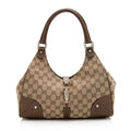 Gucci Gucci Canvas Nailhead Medium Bardot Shoulder Bag (SHF-21614)