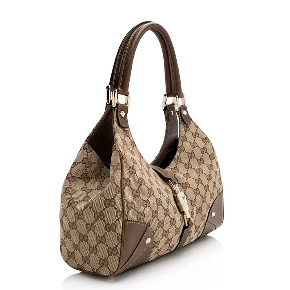 Gucci Gucci Canvas Nailhead Medium Bardot Shoulder Bag (SHF-21614)