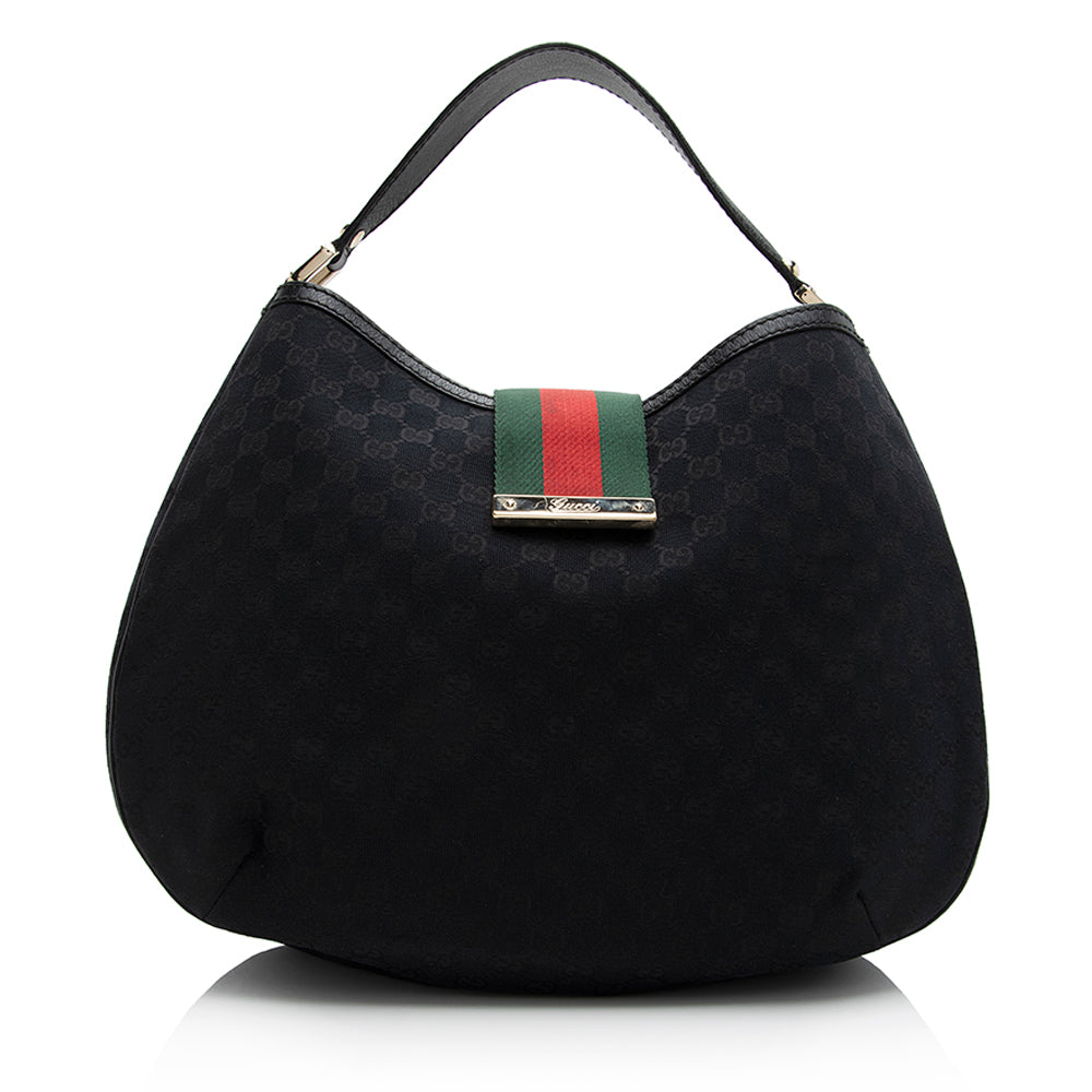 Gucci Gucci Canvas New Ladies Web Large Hobo (SHF-21483)