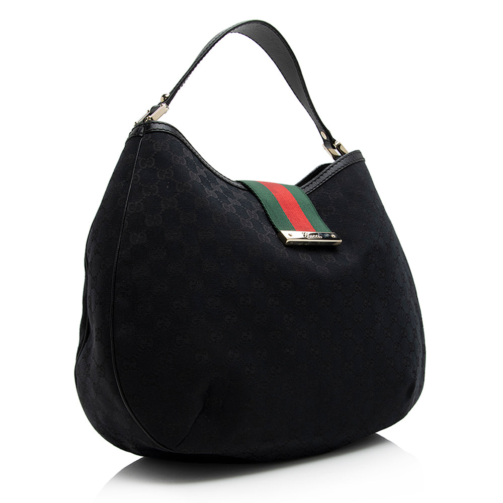 Gucci Gucci Canvas New Ladies Web Large Hobo (SHF-21483)