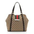 Gucci GG Canvas New Ladies Web Small Tote (SHF-eiujZp)