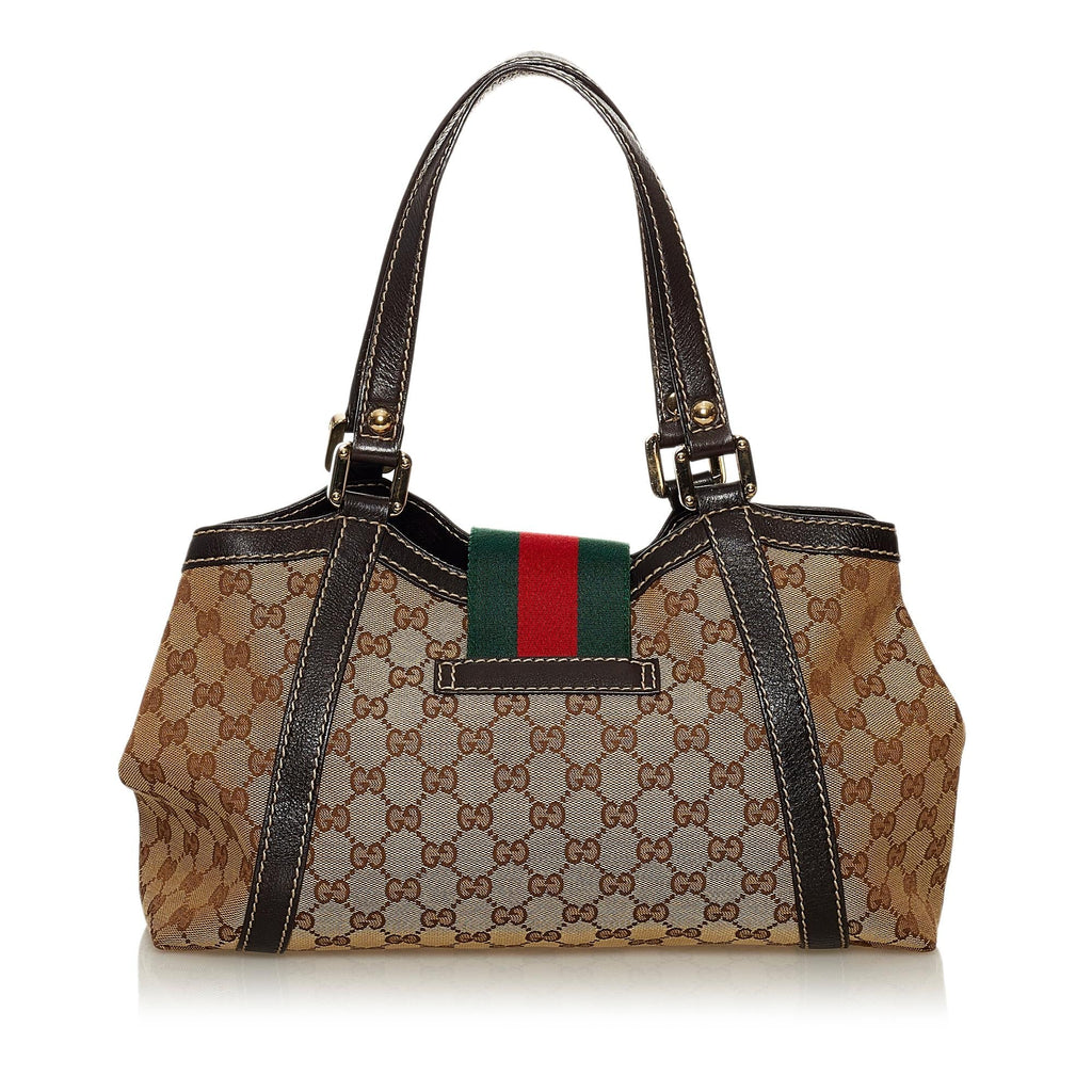 Gucci GG Canvas New Ladies Web Tote Bag (SHG-29665)