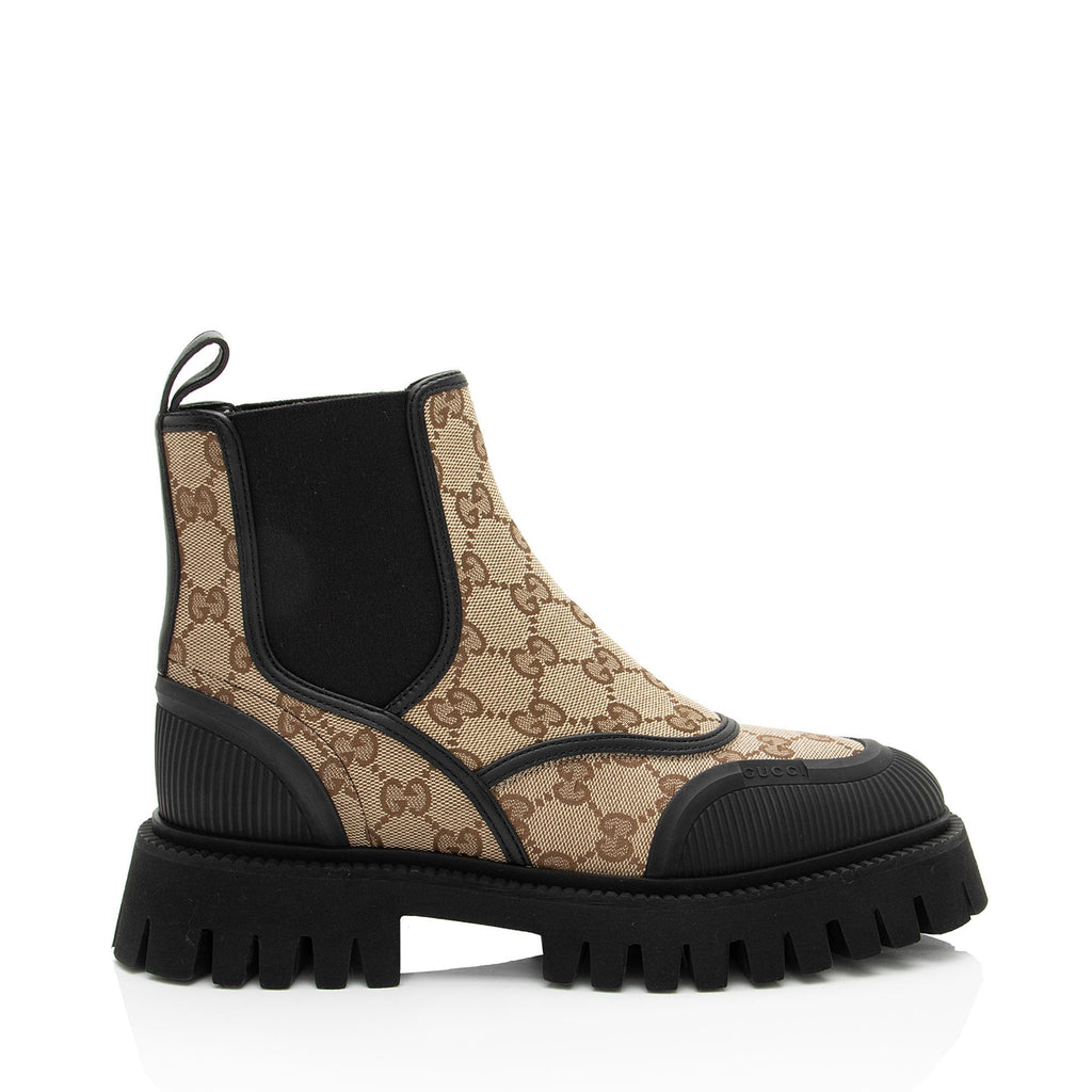 Gucci GG Canvas Novo Combat Boots - Size 7.5 / 37.5