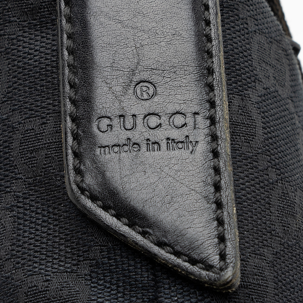 Gucci Gucci Canvas Perforated Leather Messenger Bag (SHF-20533)