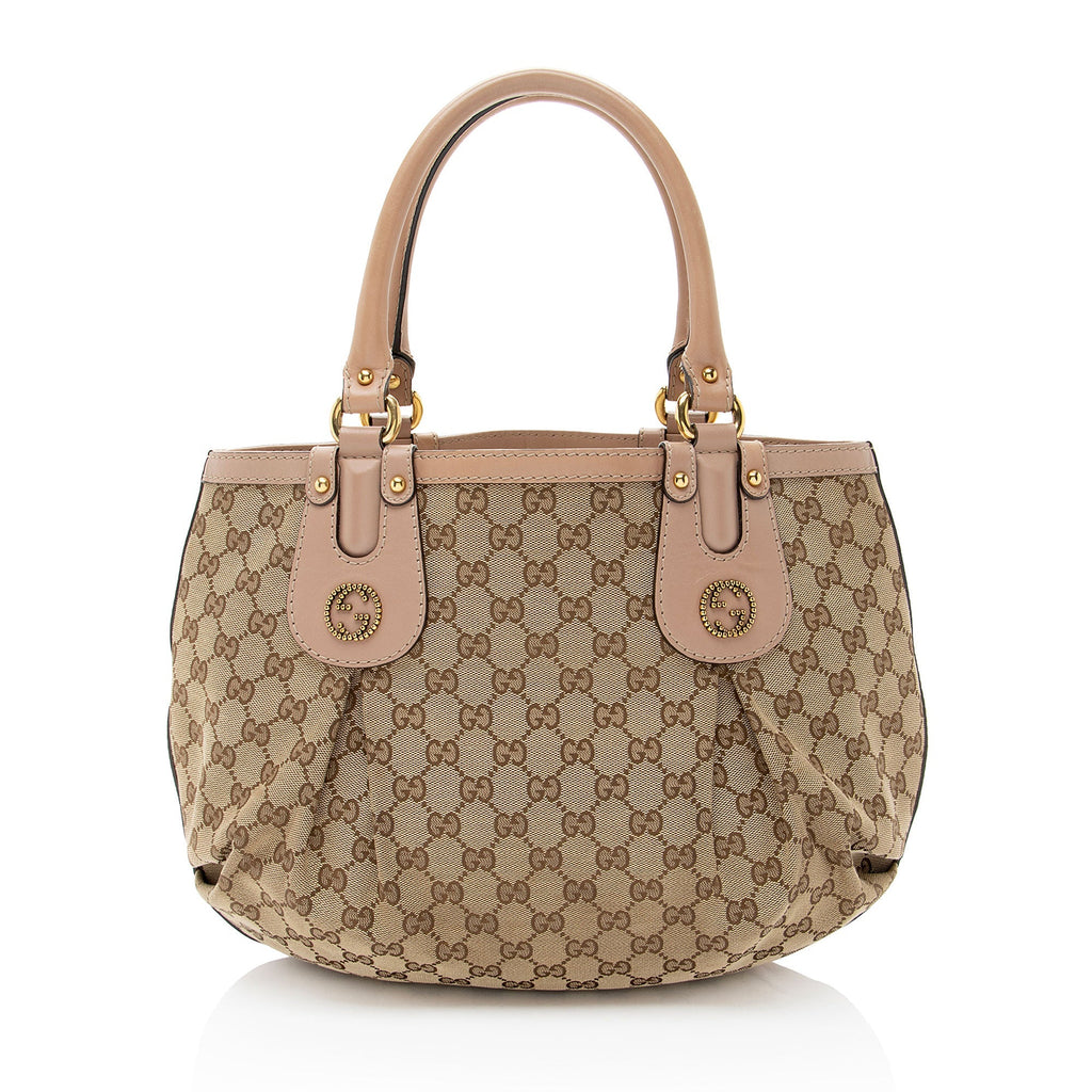 Gucci GG Canvas Studded Scarlett Medium Tote