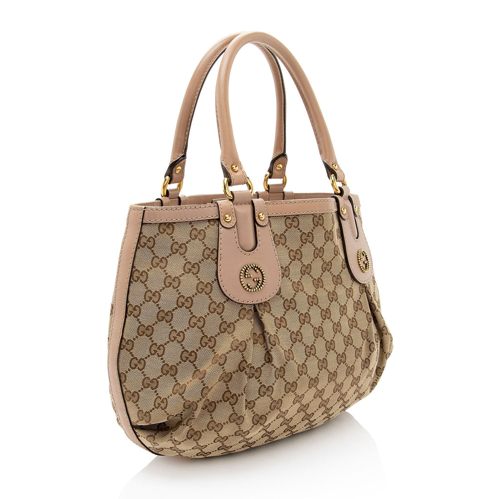 Gucci GG Canvas Studded Scarlett Medium Tote