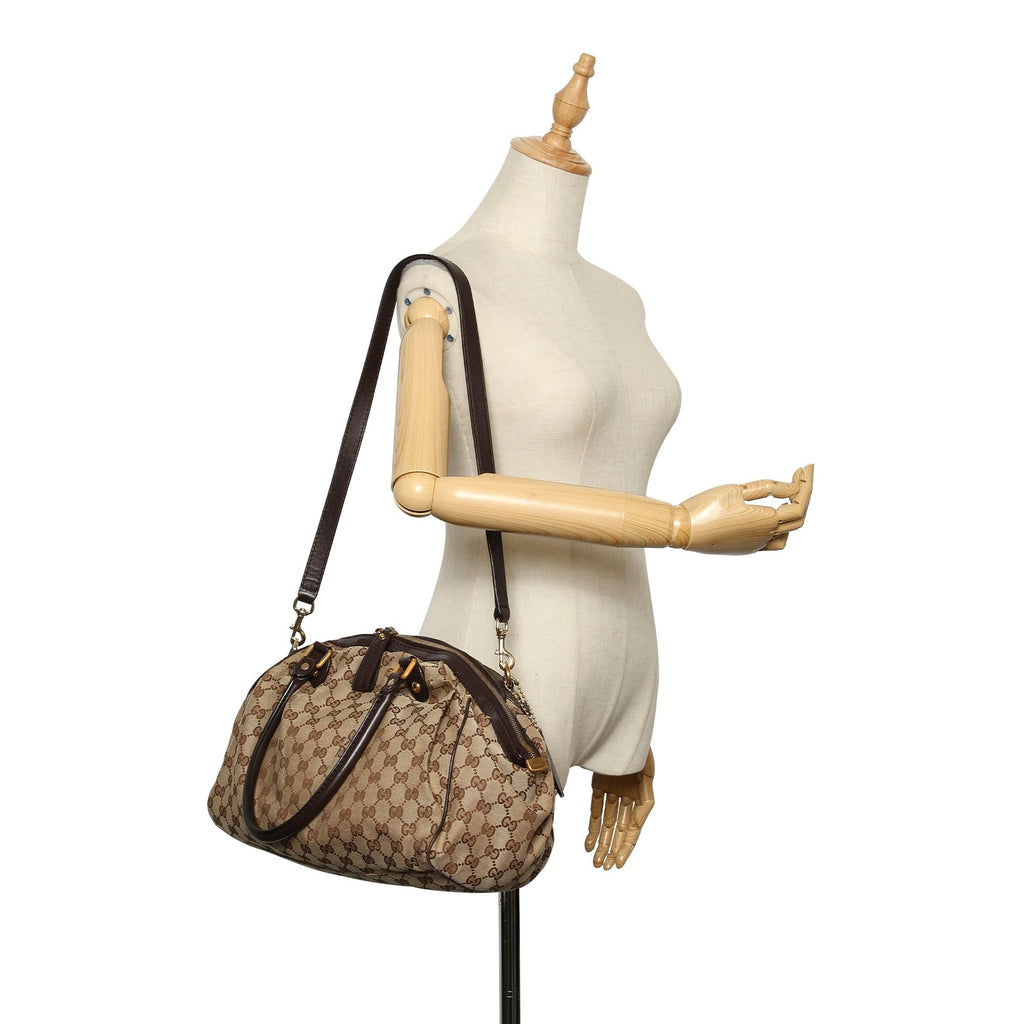 Gucci Gucci Canvas Sukey Satchel (SHG-21880)