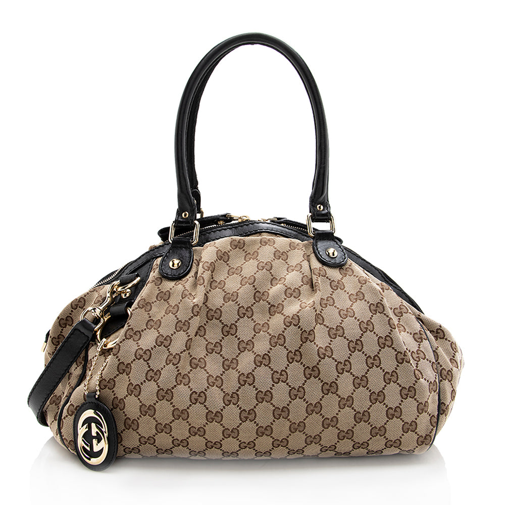 Gucci Gucci Canvas Sukey Satchel (SHF-18200)