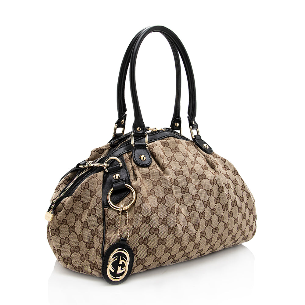 Gucci Gucci Canvas Sukey Satchel (SHF-18200)