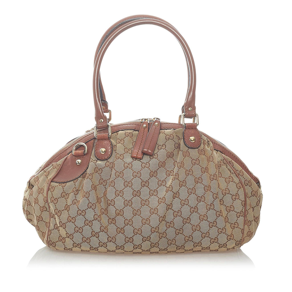 Gucci Gucci Canvas Sukey Satchel (SHG-32301)