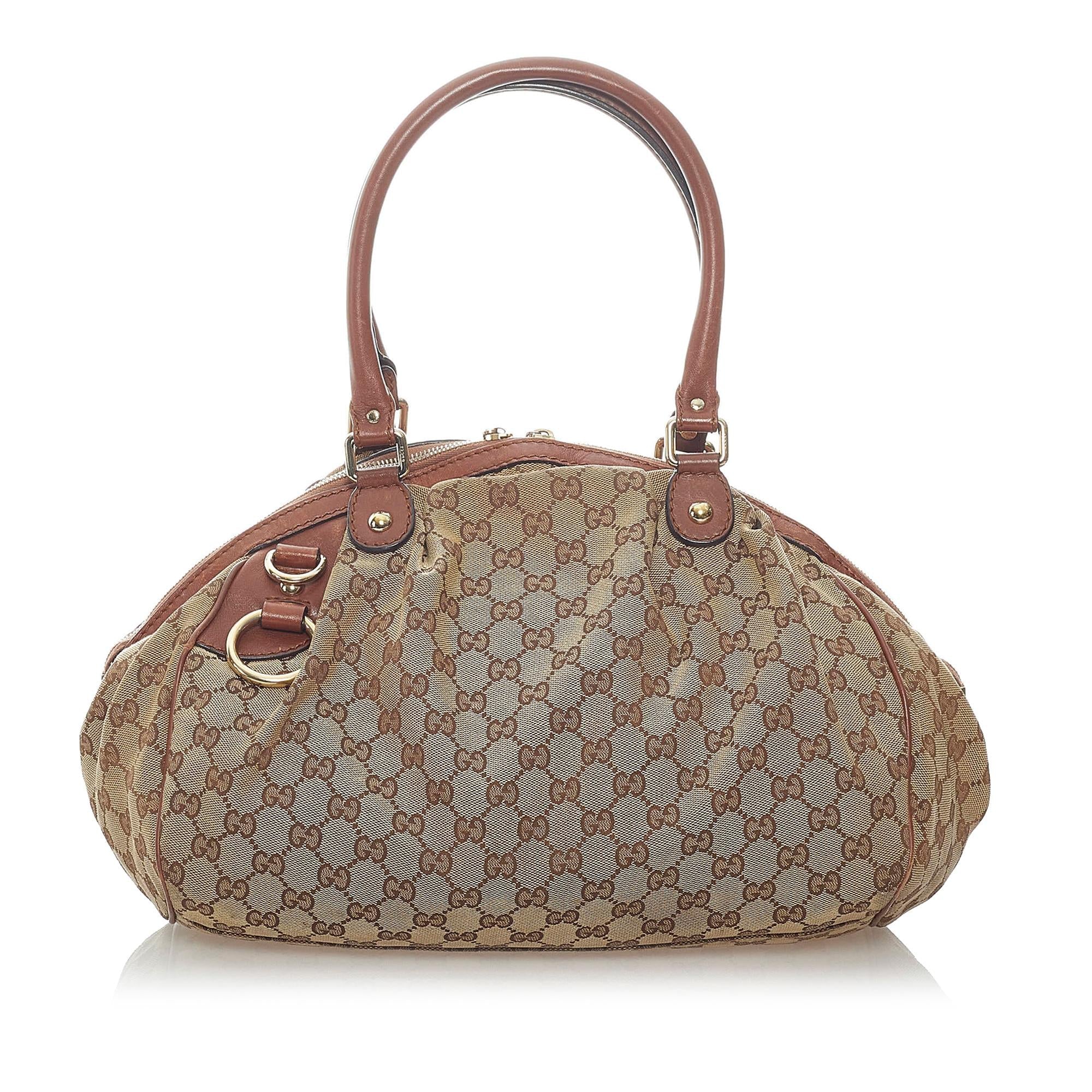 Gucci Gucci Canvas Sukey Satchel (SHG-32301)