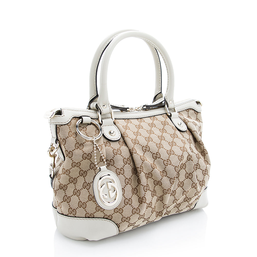 Gucci Gucci Canvas Sukey Top Handle Medium Satchel (SHF-18880)