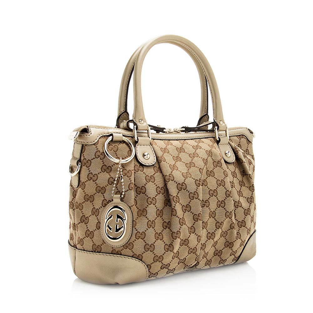Gucci Gucci Canvas Sukey Top Handle Medium Satchel (SHF-20029)
