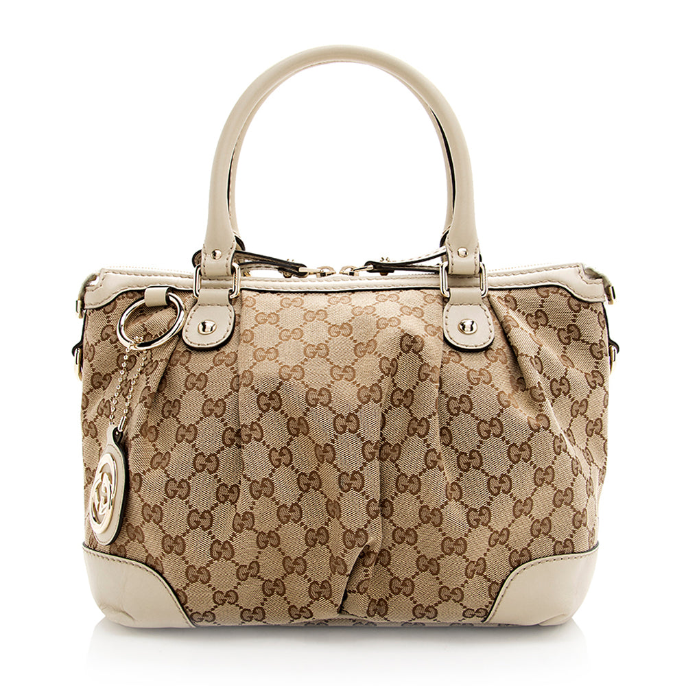 Gucci Gucci Canvas Sukey Top Handle Medium Satchel (SHF-20030)