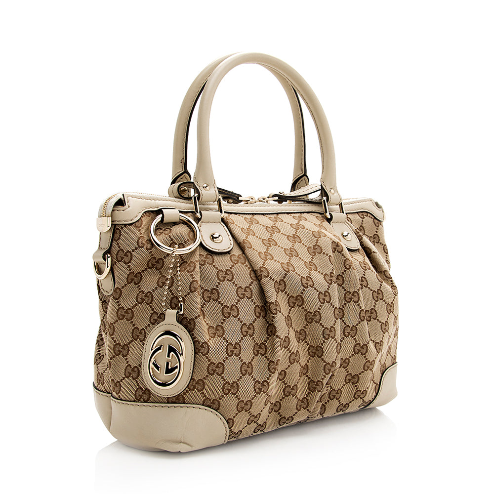 Gucci Gucci Canvas Sukey Top Handle Medium Satchel (SHF-20030)