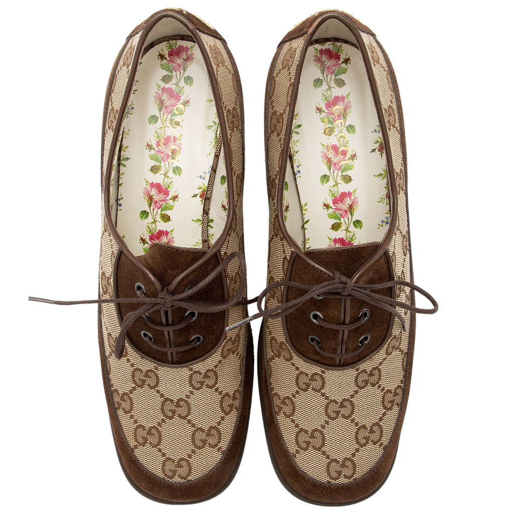 Gucci GG Canvas Thompson Derby Loafers - Size 7 / 37 (SHF-qxTXdU)