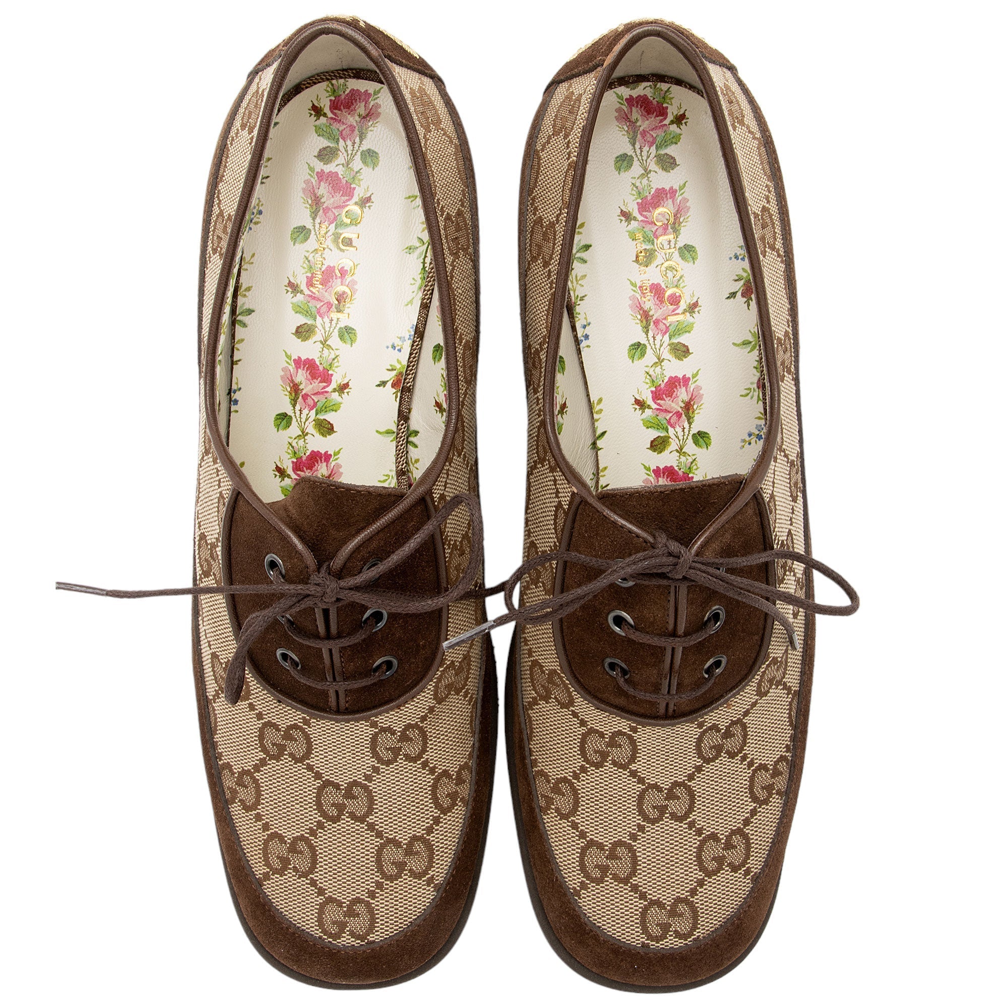 Gucci GG Canvas Thompson Derby Loafers - Size 7 / 37 (SHF-qxTXdU)