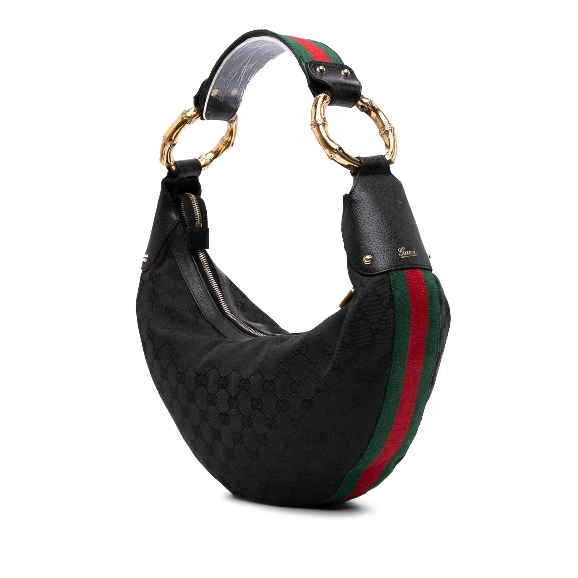 Gucci GG Canvas Web Bamboo Ring Hobo