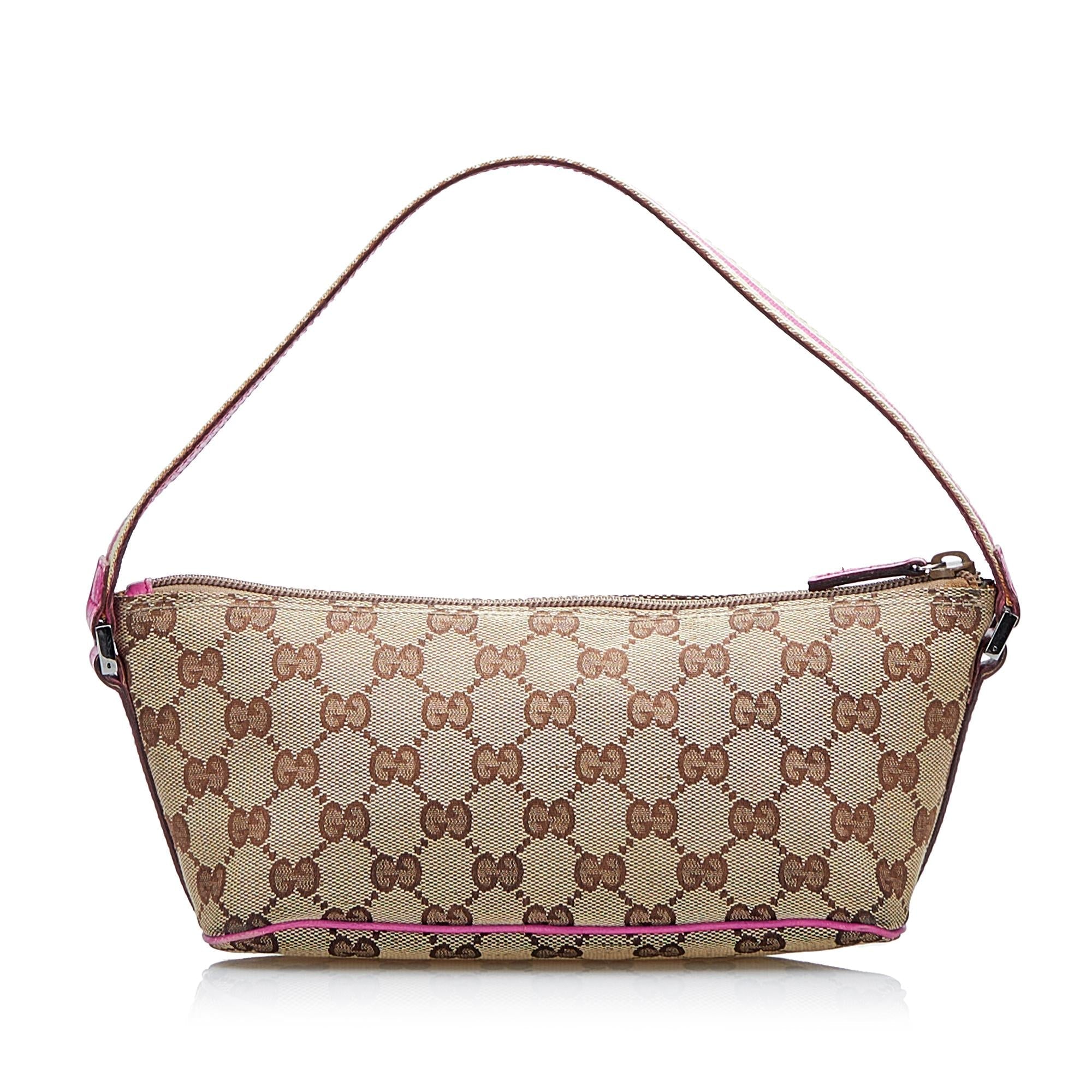 Gucci GG Canvas Web Boat Baguette (SHG-O1BGQv)