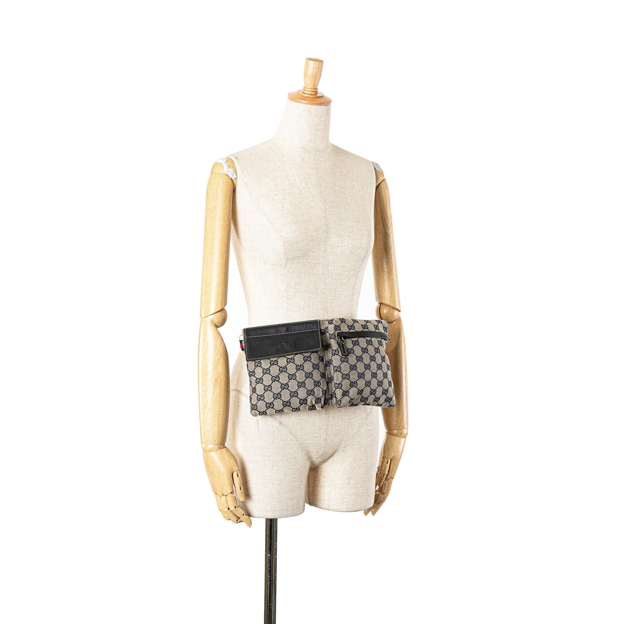 Gucci GG Canvas Web Double Pocket Belt Bag