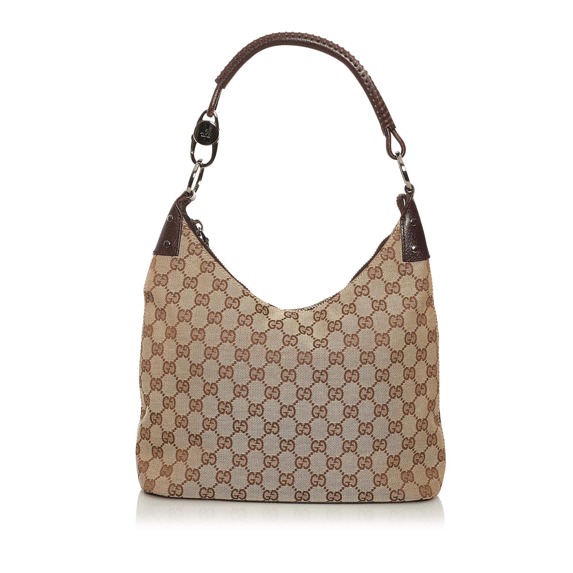 Gucci GG Cavas Ring Handle Zip Shoulder Bag (SHG-34838)
