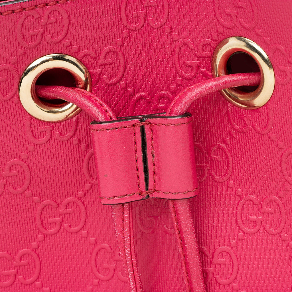 Gucci GG Debossed Diamante Leather Studded Bright Bucket Bag