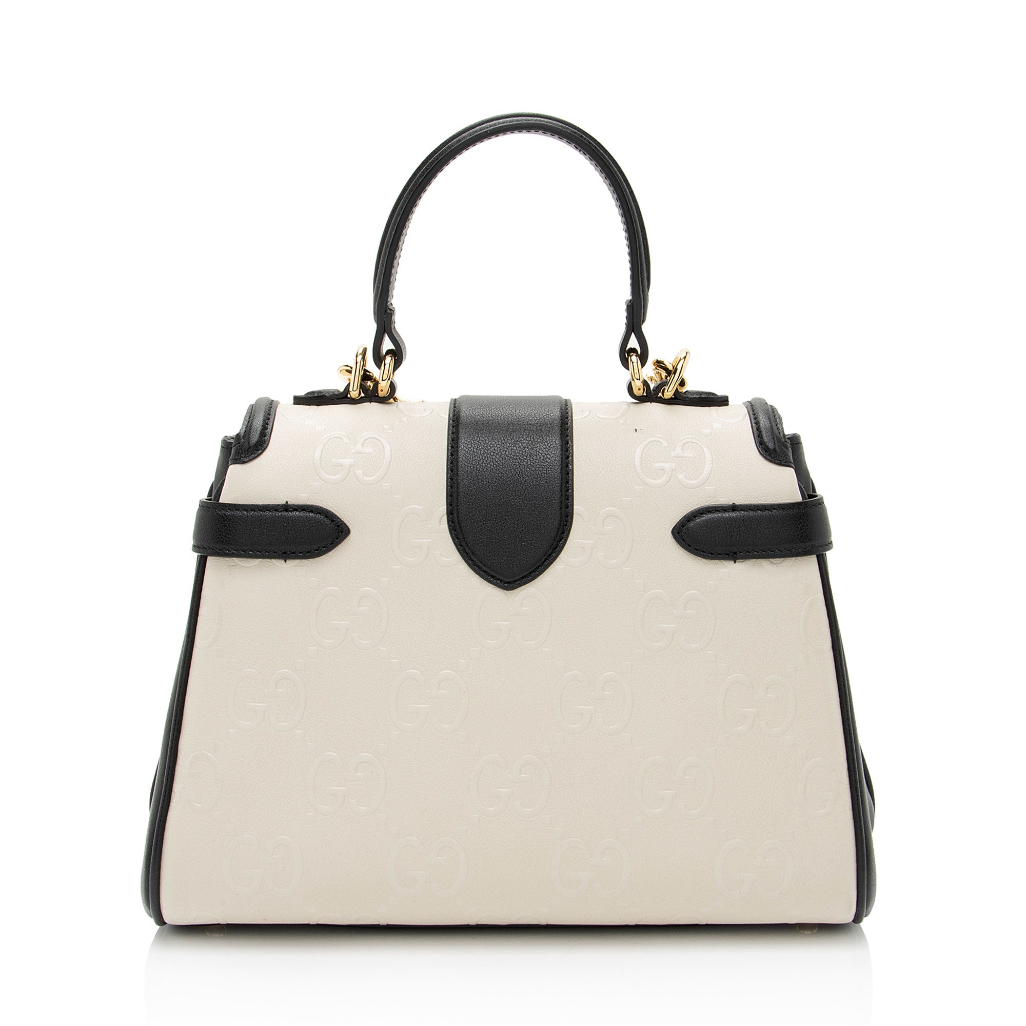 Gucci GG Debossed Leather Small Top Handle (SHF-hGmUB9)