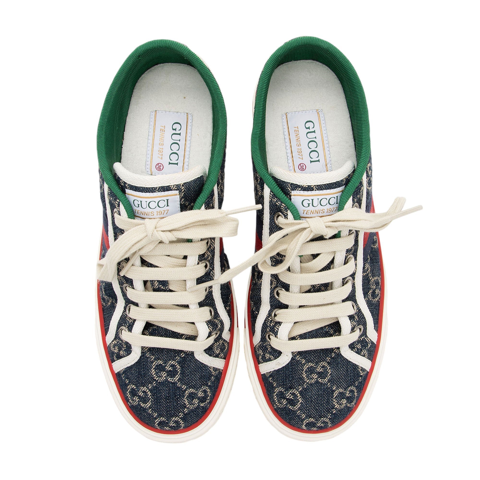 Gucci GG Denim Web 1977 Tennis Sneakers - Size 8 / 38 (SHF-VWBdkK)