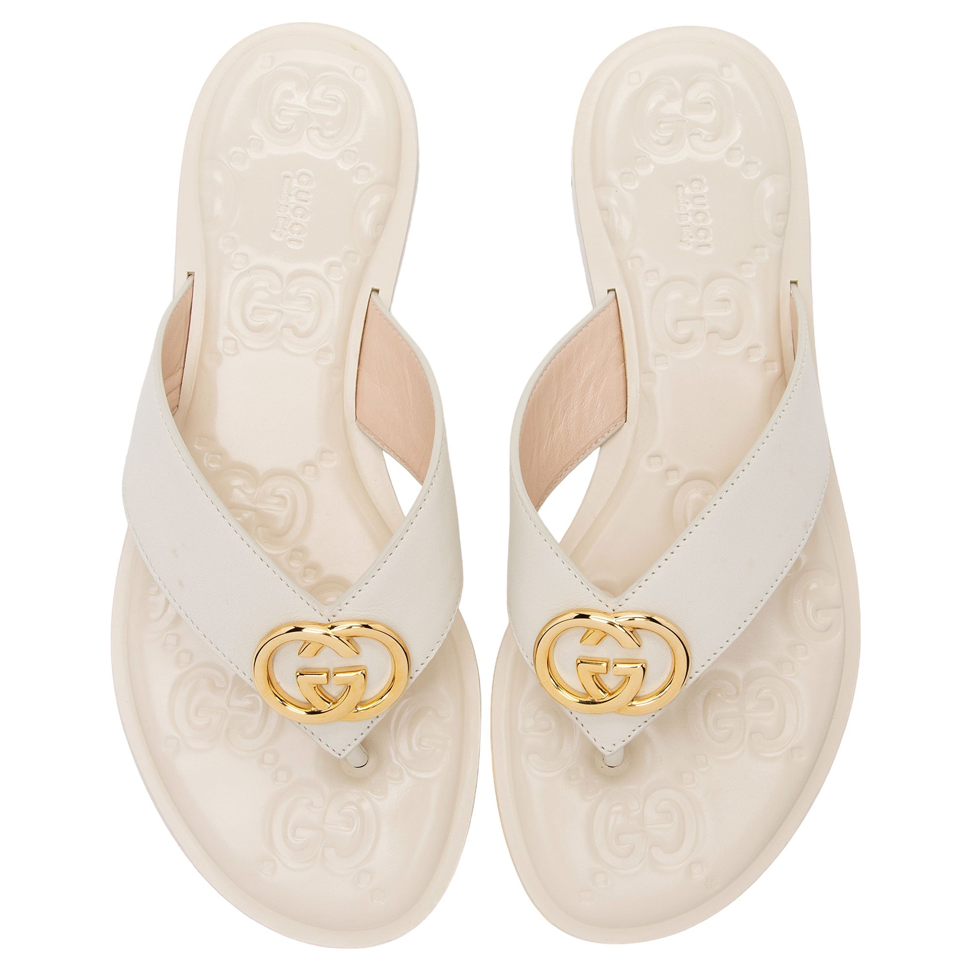 Gucci GG Embossed Interlocking G Thong Sandals - Size 8.5 / 38.5 (SHF-AYzBw4)