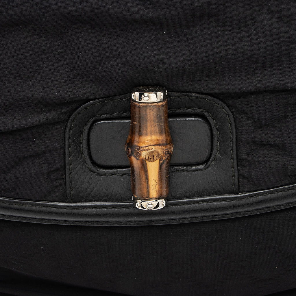 Gucci GG Embossed Neoprene Leather Bamboo Tassel Large Top Handle