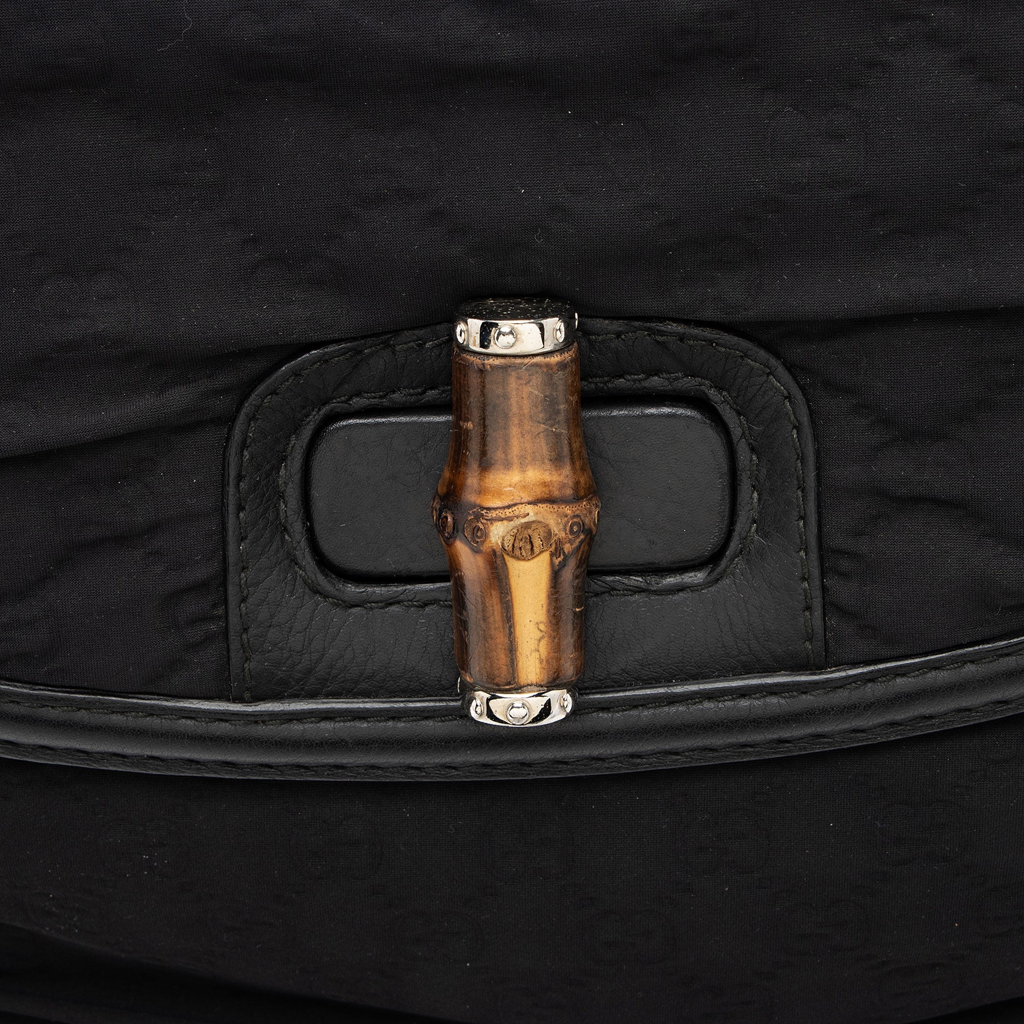 Gucci GG Embossed Neoprene Leather Bamboo Tassel Large Top Handle