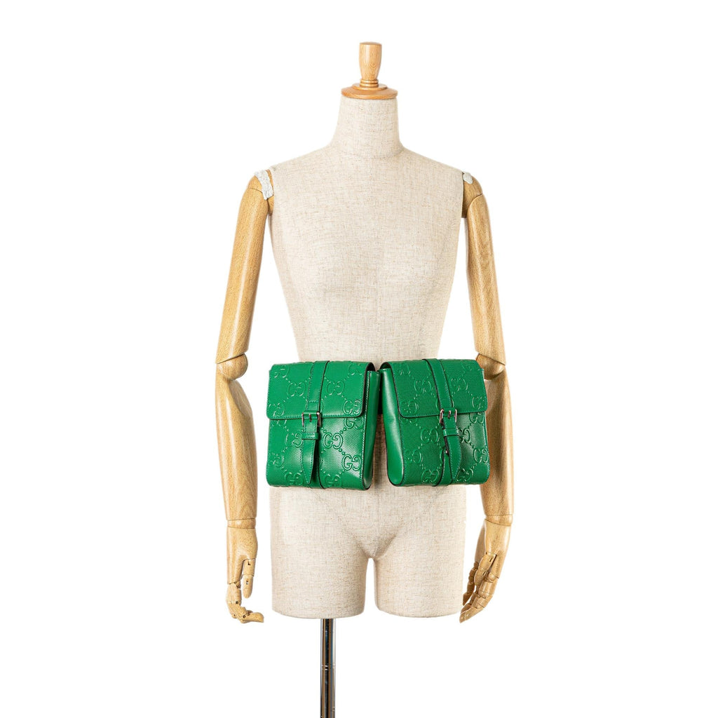 Gucci GG Embossed Perforated Double Belt Bag (SHG-a0WLGw)