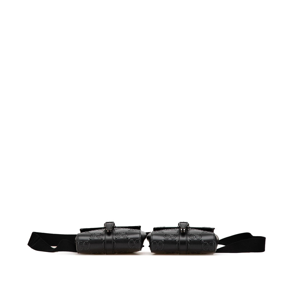 Gucci GG Embossed Perforated Double Belt Bag