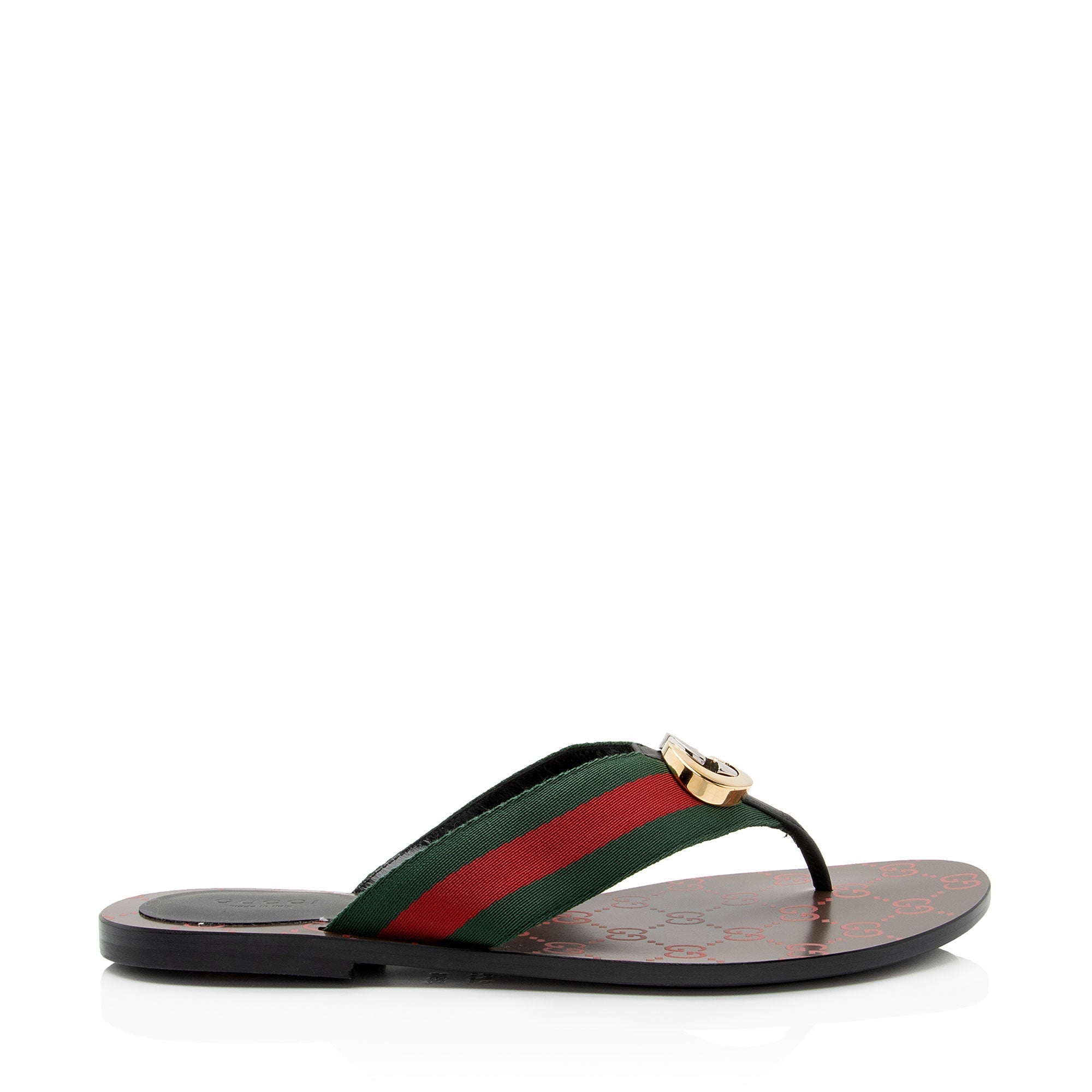 Gucci GG Interlocking G Web Kika Thong Sandals - Size 9.5 / 39.5 (SHF-2pJuAZ)