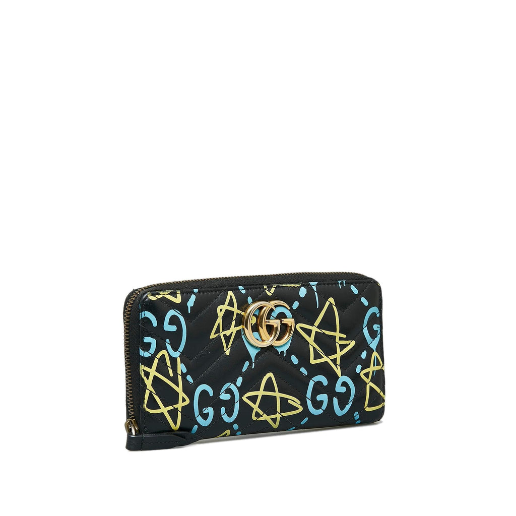 Gucci GG Marmont Ghost Leather Zip Around Wallet (SHG-d6GYxJ)