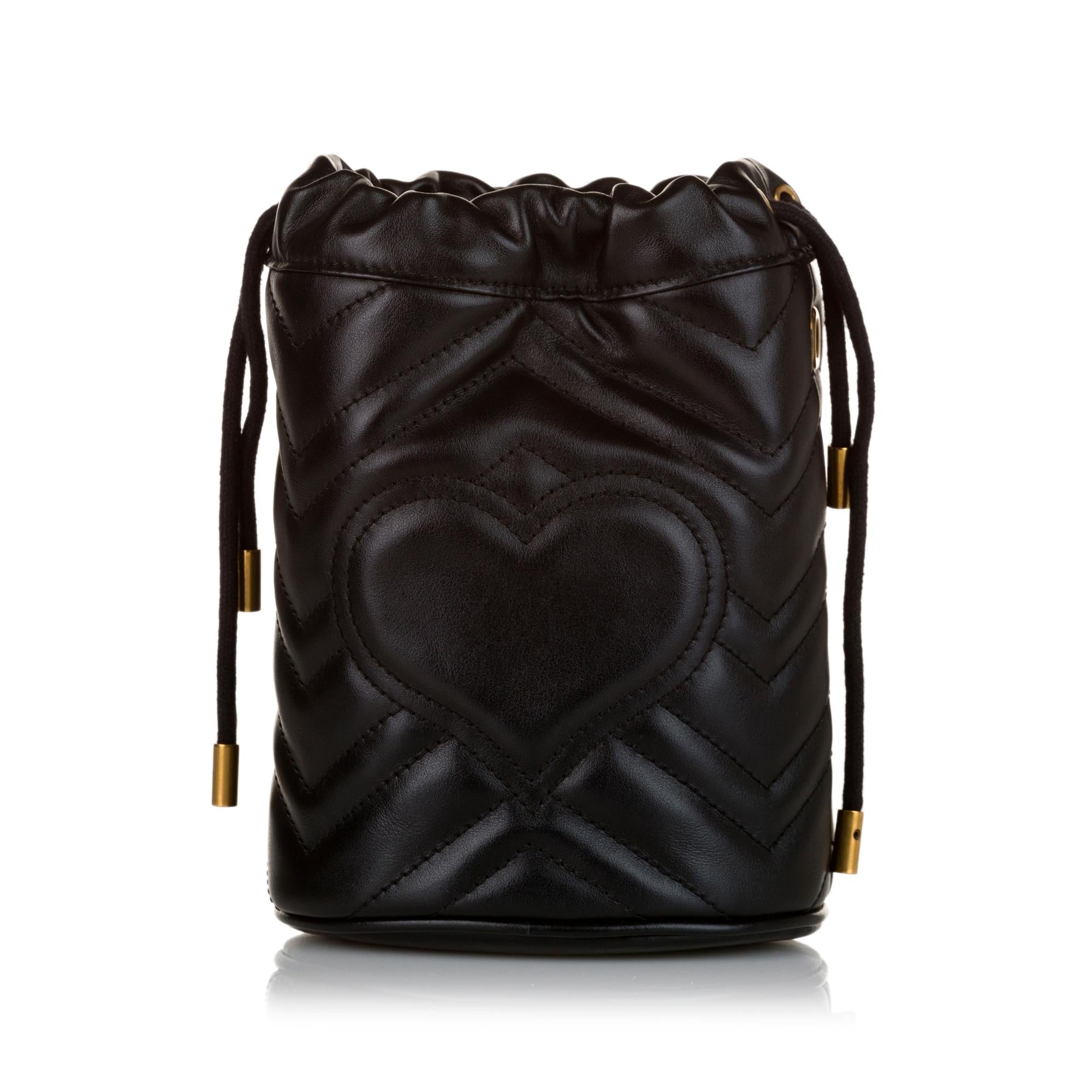 Gucci Gucci Marmont Leather Chain Bucket Bag (SHG-33456)