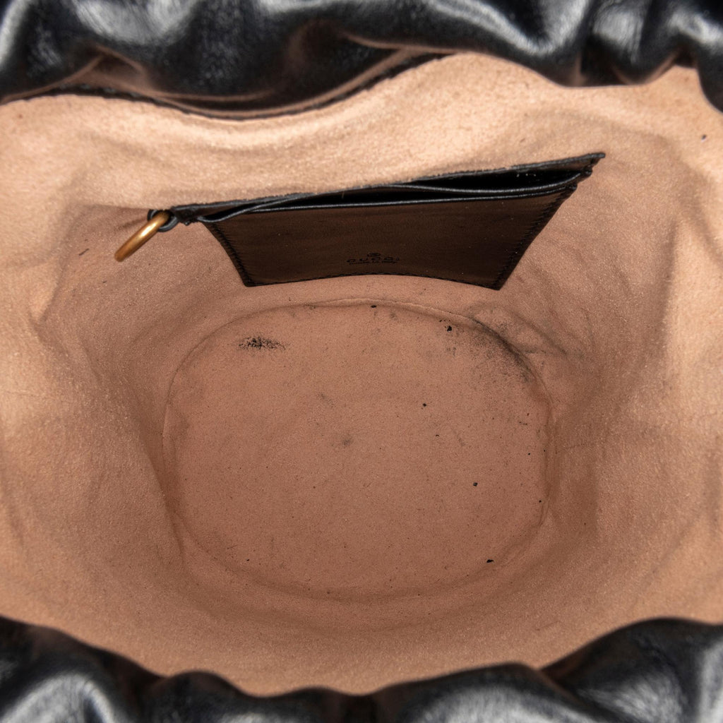 Gucci Gucci Marmont Leather Chain Bucket Bag (SHG-33456)