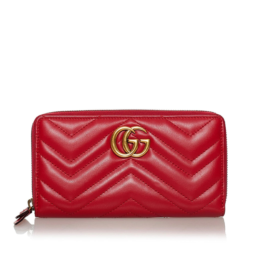 Gucci Gucci Marmont Matelasse Leather Zip Around Wallet (SHG-33565)