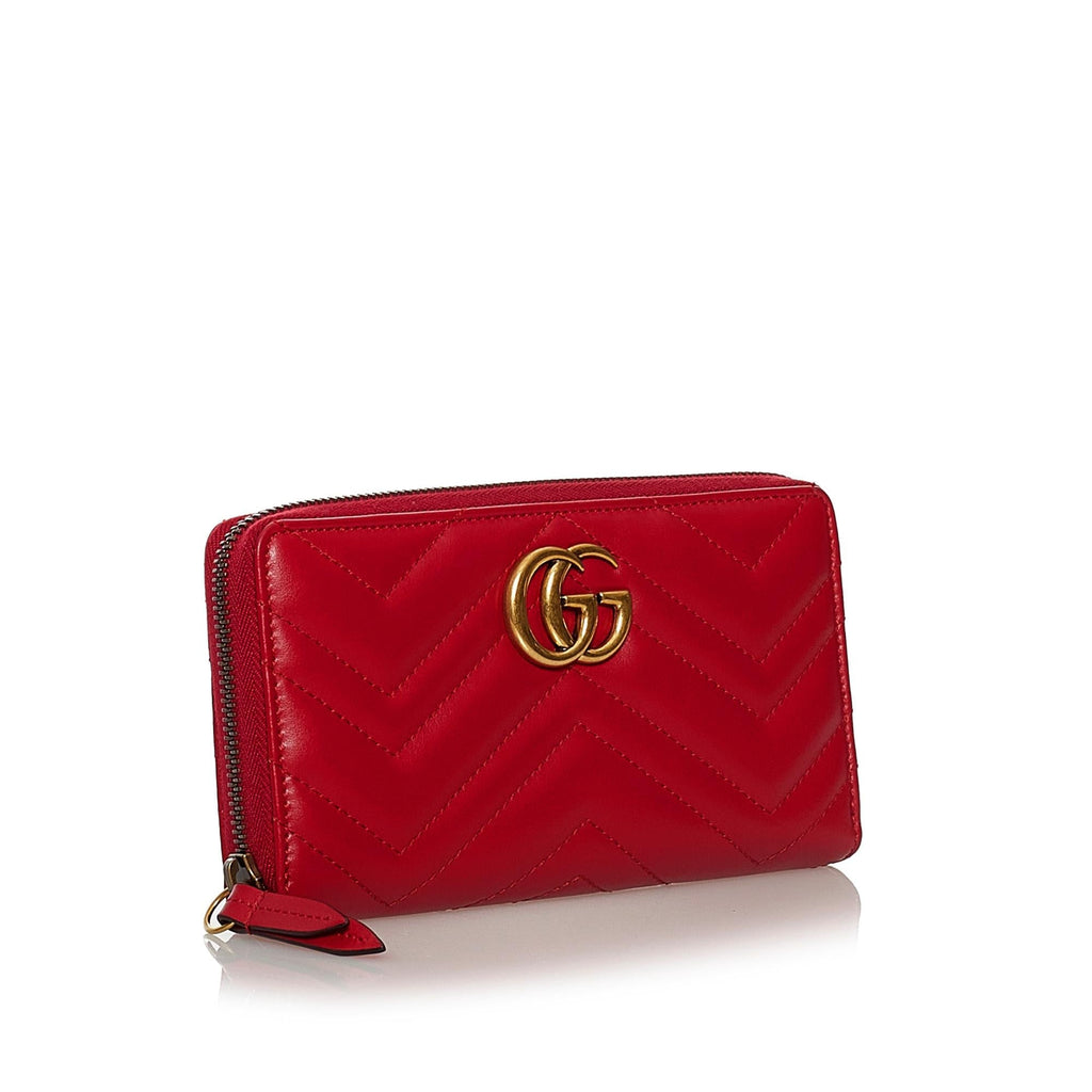 Gucci Gucci Marmont Matelasse Leather Zip Around Wallet (SHG-33565)